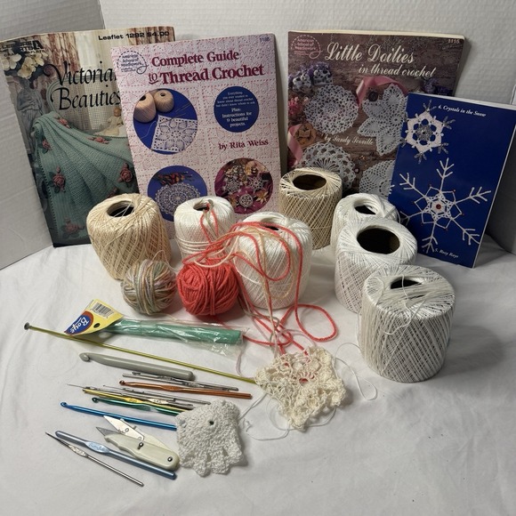 The Unbranded Brand Other - Lot Vintage Knitting Crochet Needles Assorted Size Bates Boye Books String Yarn